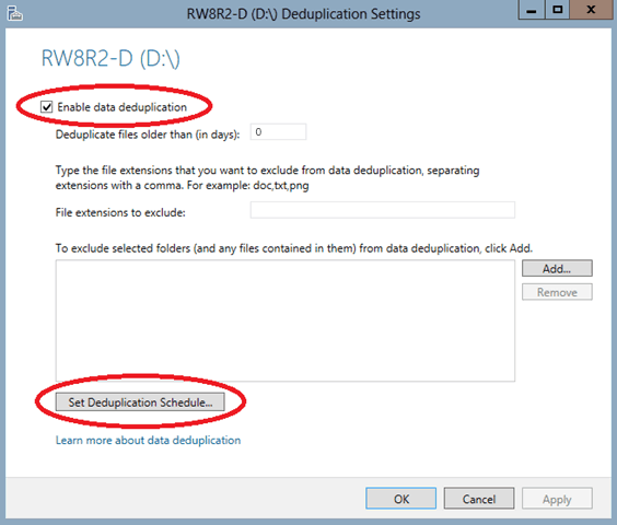 Deduplication Settings