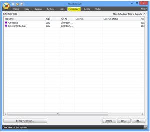 NovaBACKUP Screenshot - Automatic Backup Scheduled