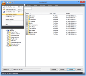 NovaBACKUP Screenshot - Save Backup
