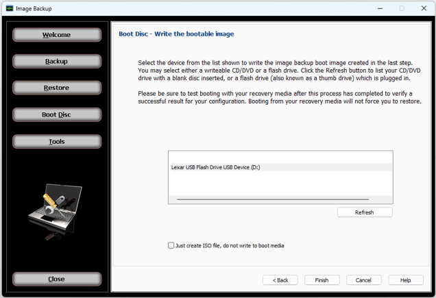 Boot disc - write the bootable image