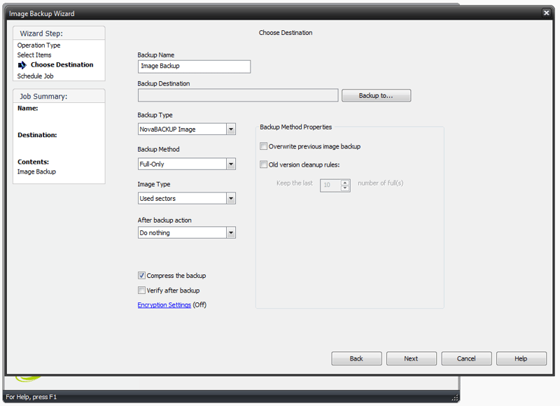 Image Backup Destination