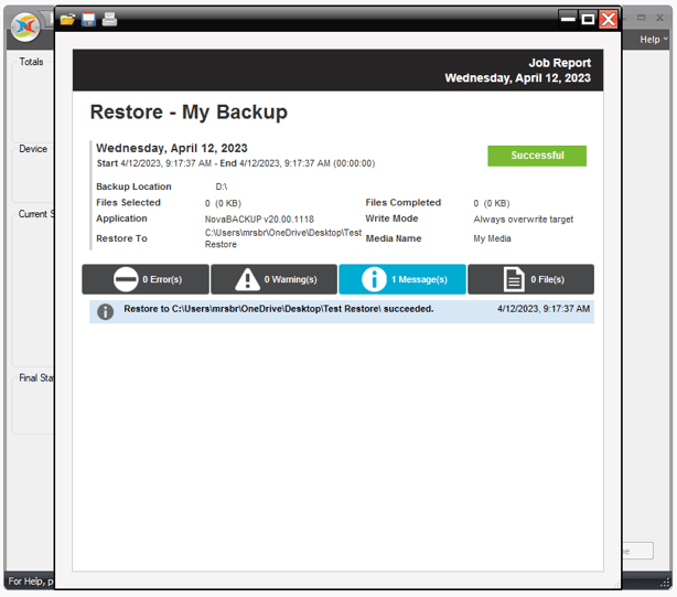 Restore-successful