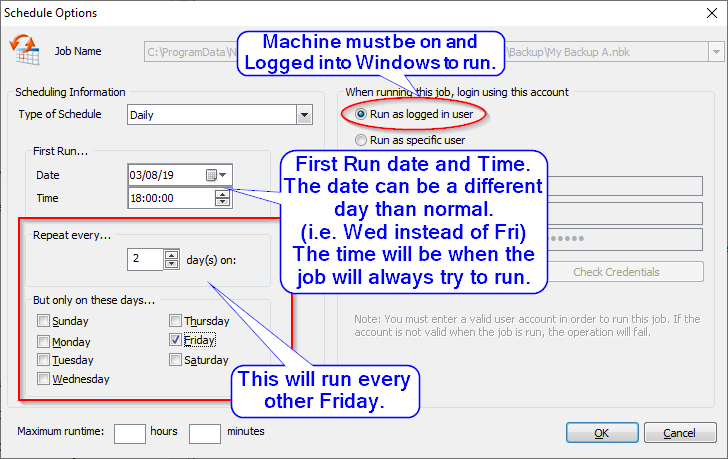 Schedule-options